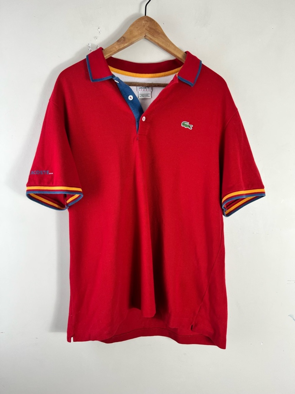 Lacoste Sport Polo Shirt Mens XXL Size 7 Red VTG Cotton Preppy